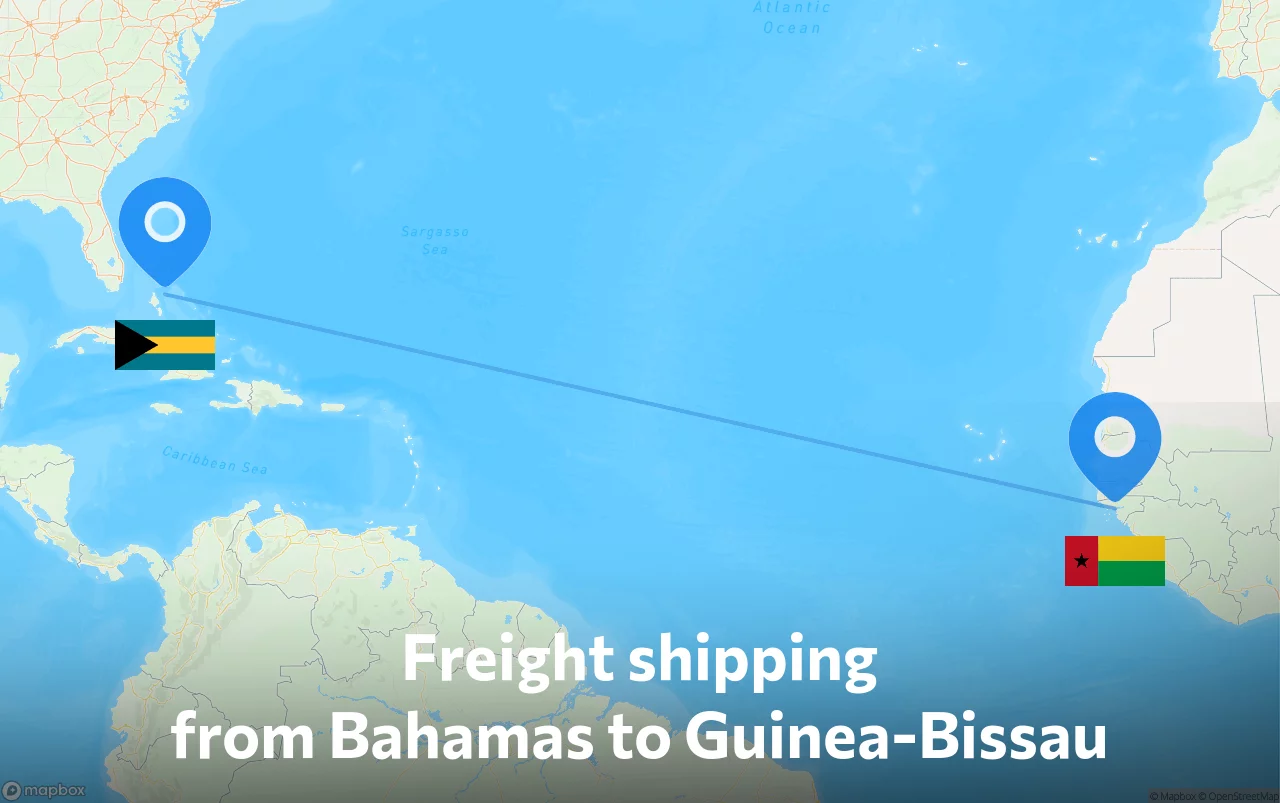 Shipping route from Bahamas to Guinea-Bissau