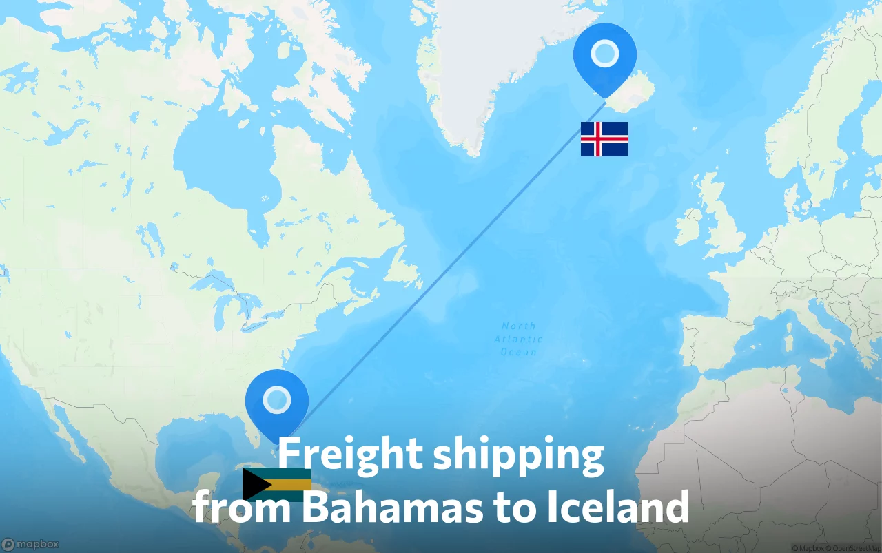 Shipping route from Bahamas to Iceland