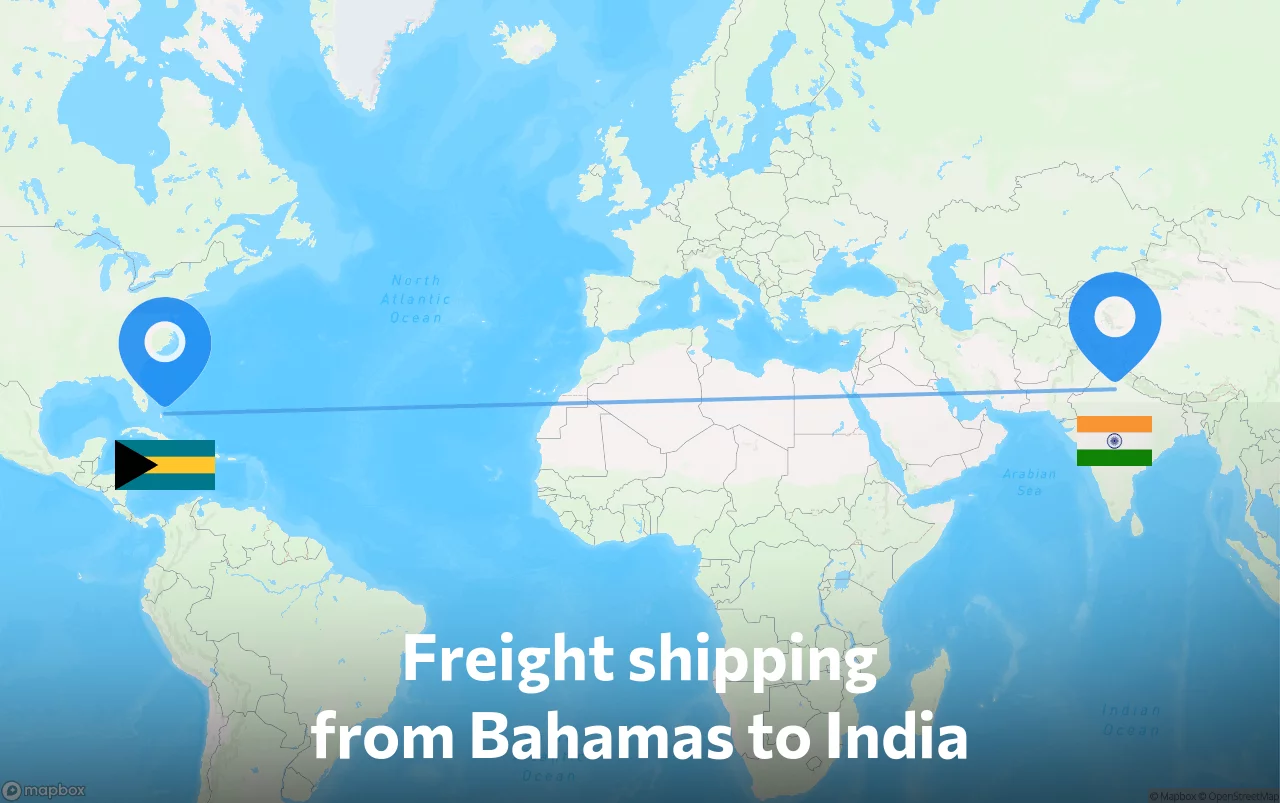 Shipping route from Bahamas to India