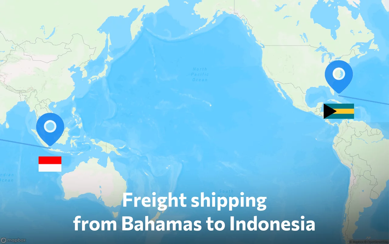 Shipping route from Bahamas to Indonesia
