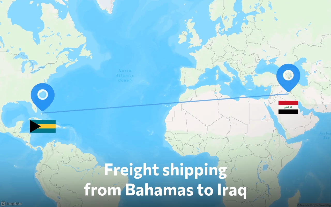 Shipping route from Bahamas to Iraq