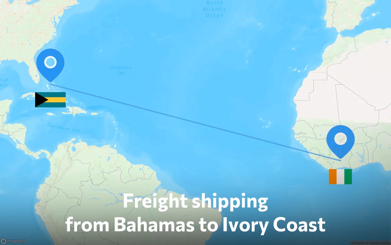 Shipping route from Bahamas to Ivory Coast