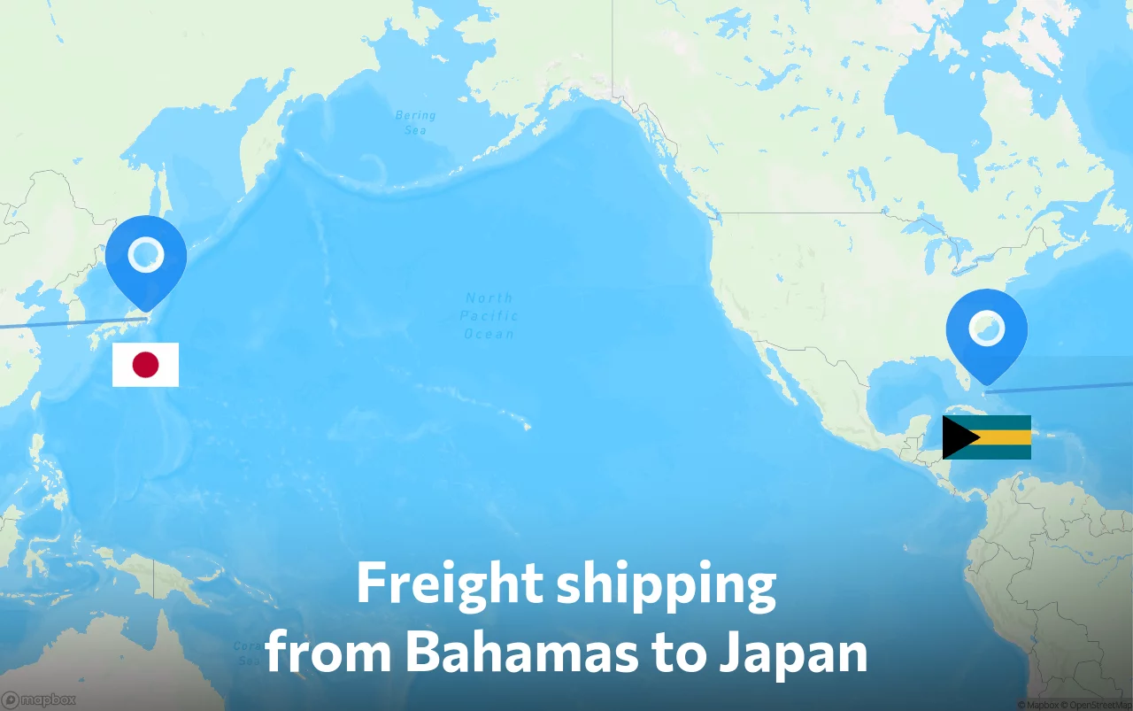 Shipping route from Bahamas to Japan