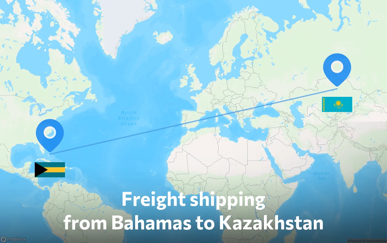 Shipping route from Bahamas to Kazakhstan