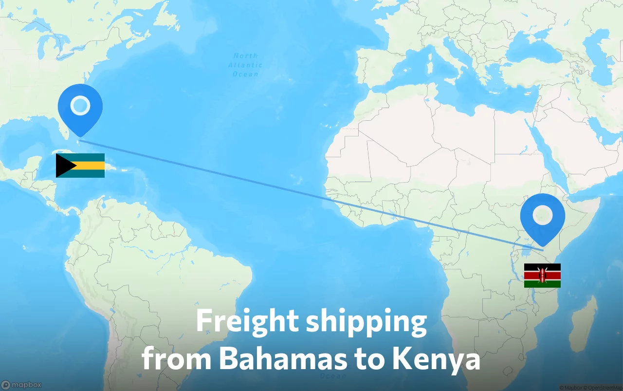 Shipping route from Bahamas to Kenya