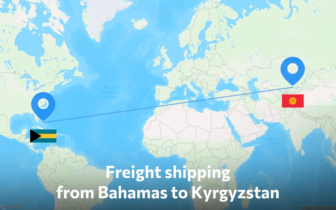 Shipping route from Bahamas to Kyrgyzstan