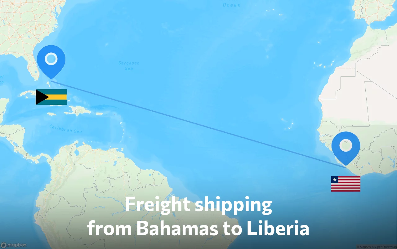 Shipping route from Bahamas to Liberia