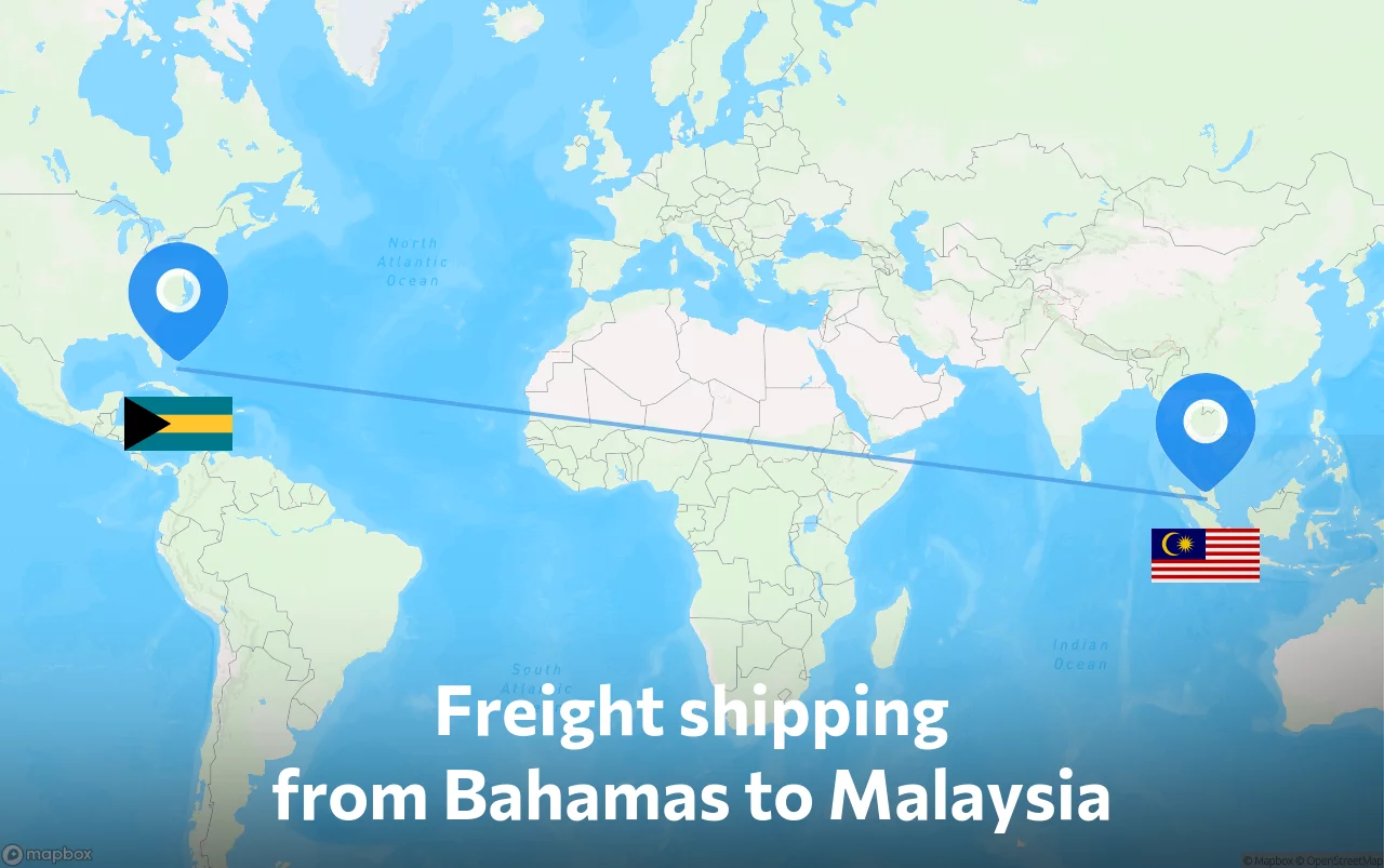 Shipping route from Bahamas to Malaysia
