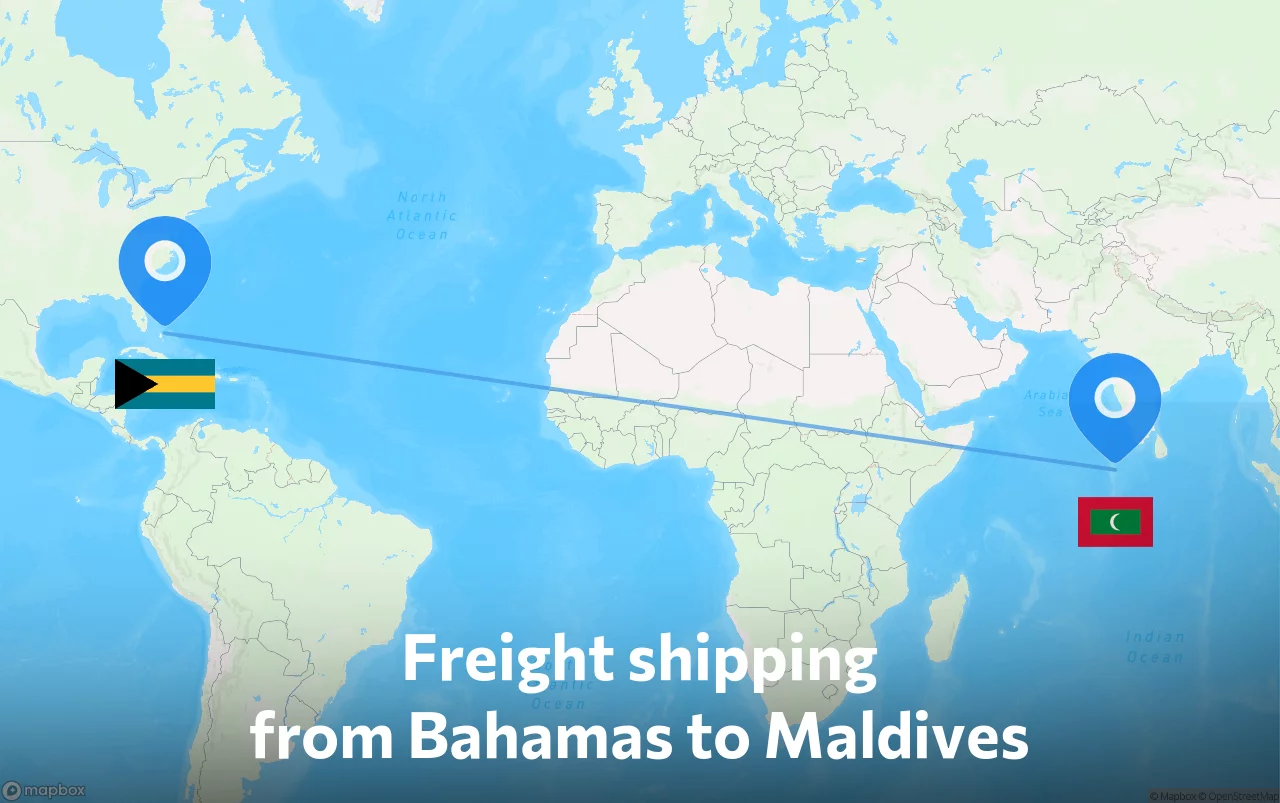 Shipping route from Bahamas to Maldives