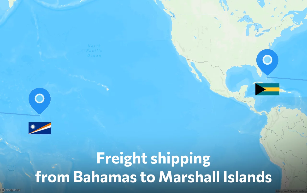 Shipping route from Bahamas to Marshall Islands