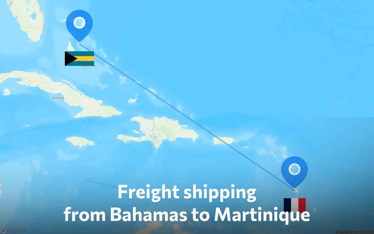 Shipping route from Bahamas to Martinique