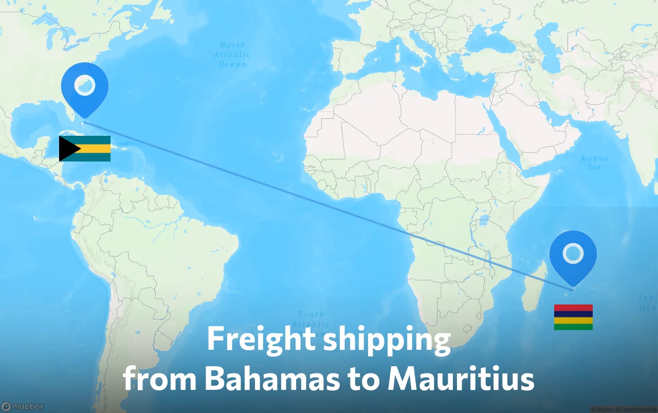 Shipping route from Bahamas to Mauritius