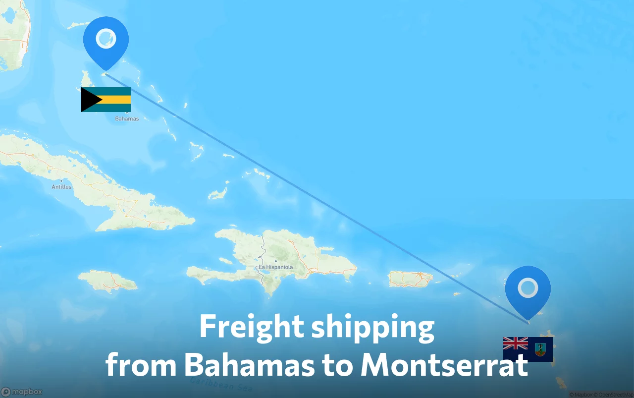 Shipping route from Bahamas to Montserrat