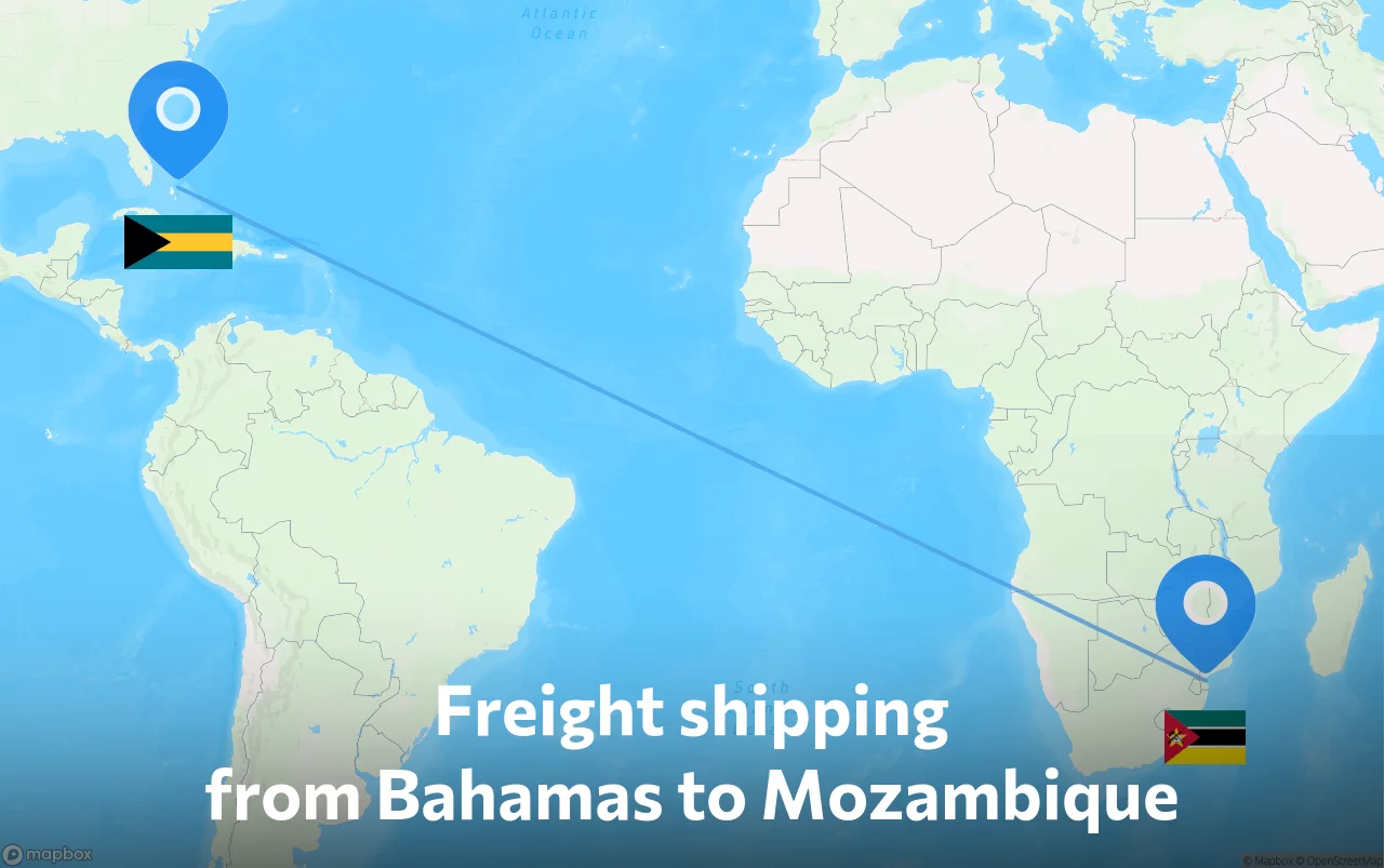 Shipping route from Bahamas to Mozambique