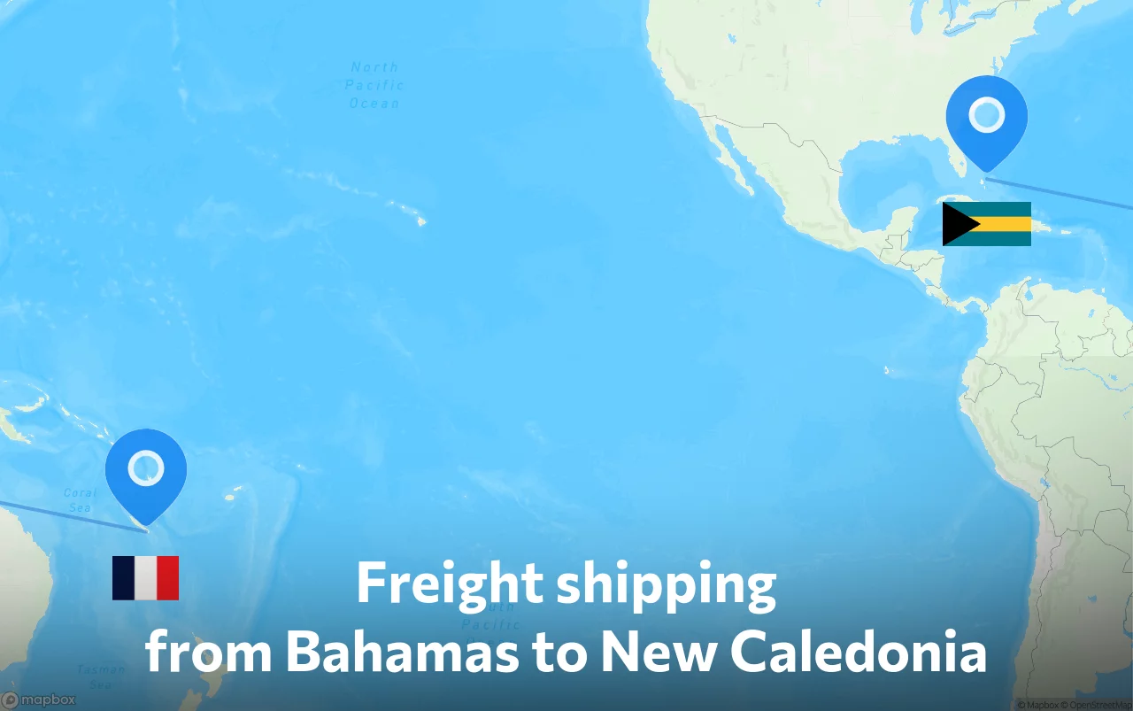 Shipping route from Bahamas to New Caledonia