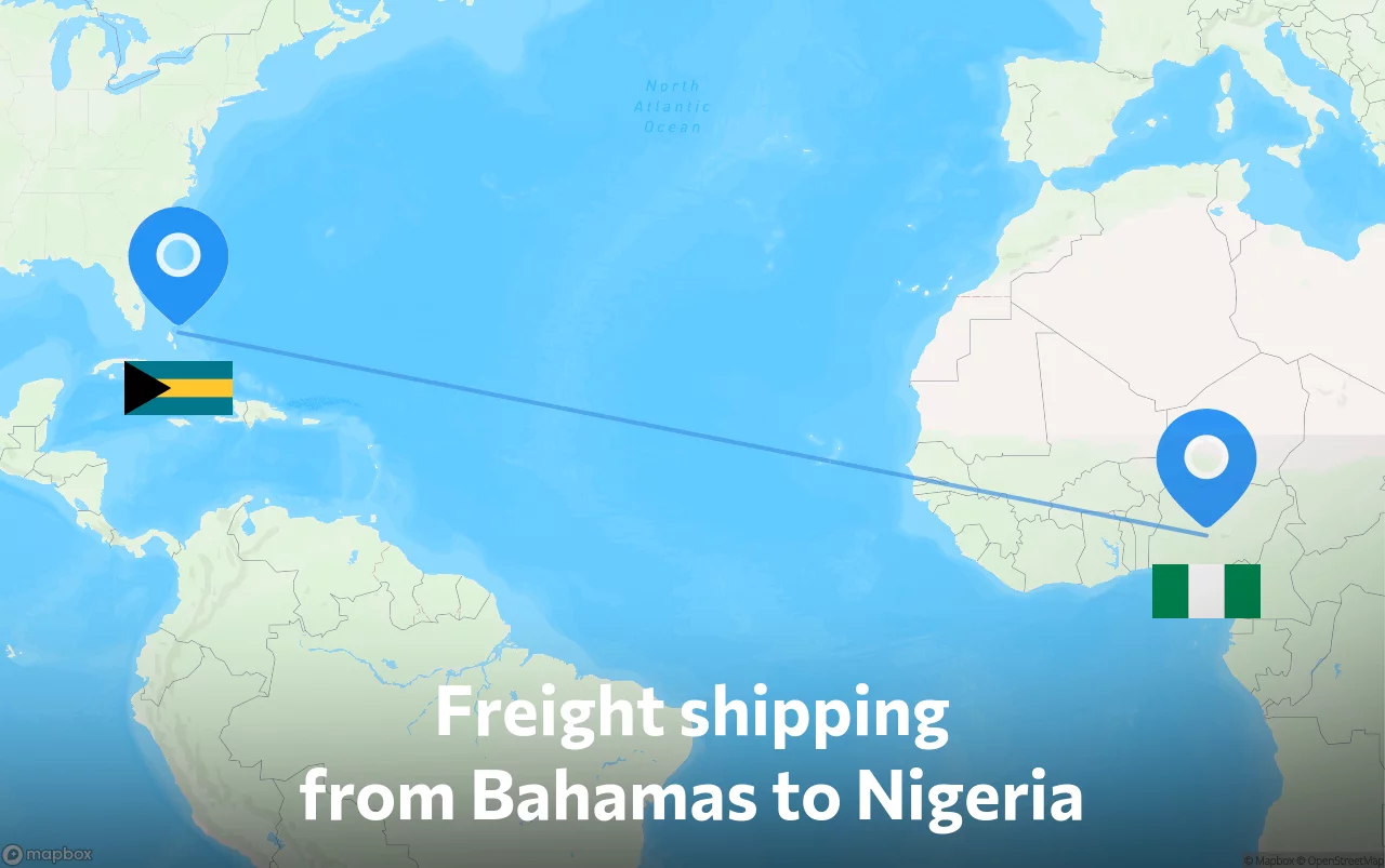 Shipping route from Bahamas to Nigeria