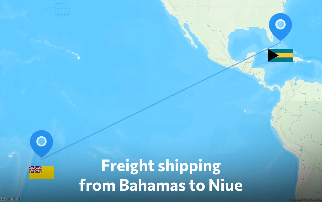 Shipping route from Bahamas to Niue