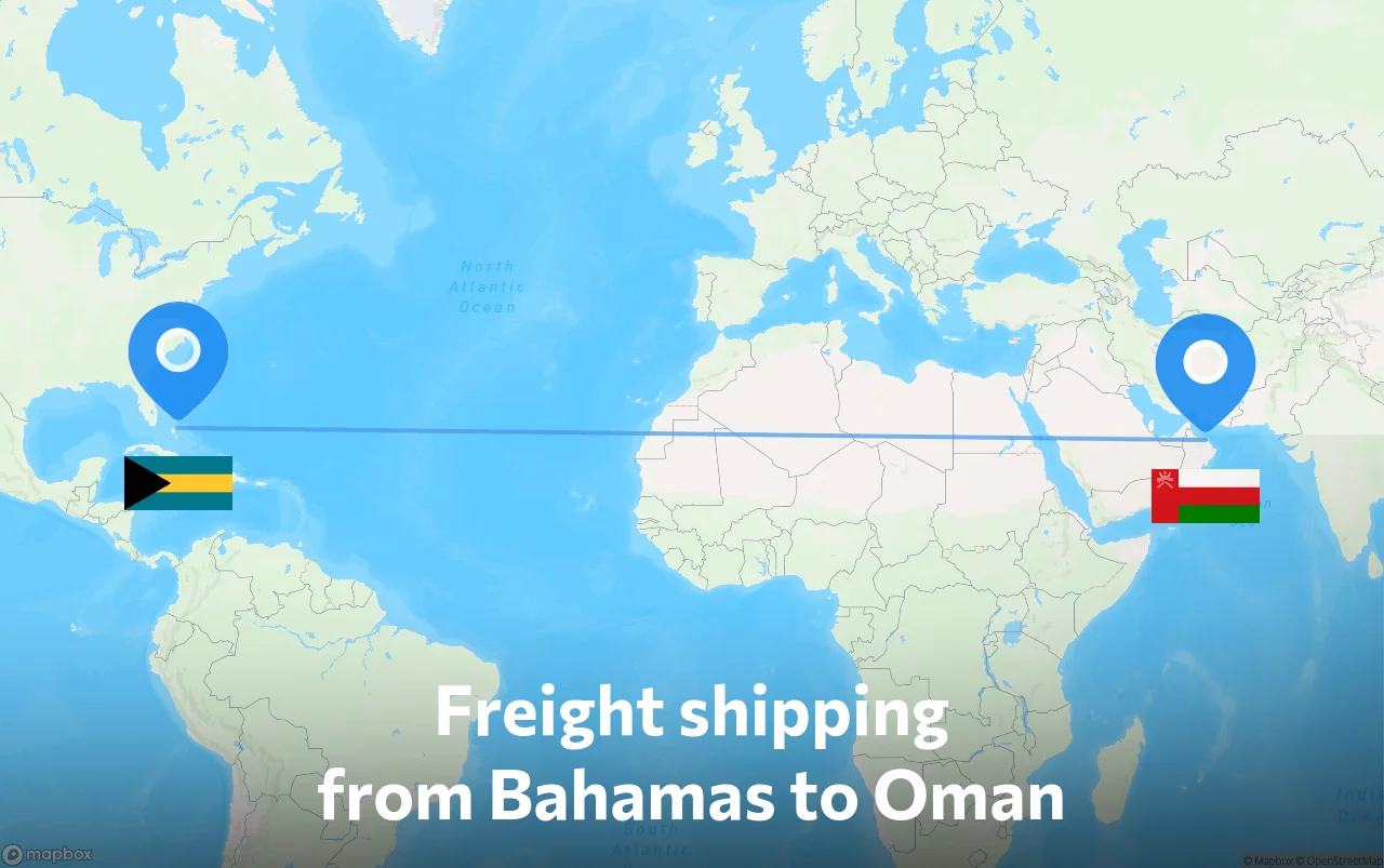 Shipping route from Bahamas to Oman
