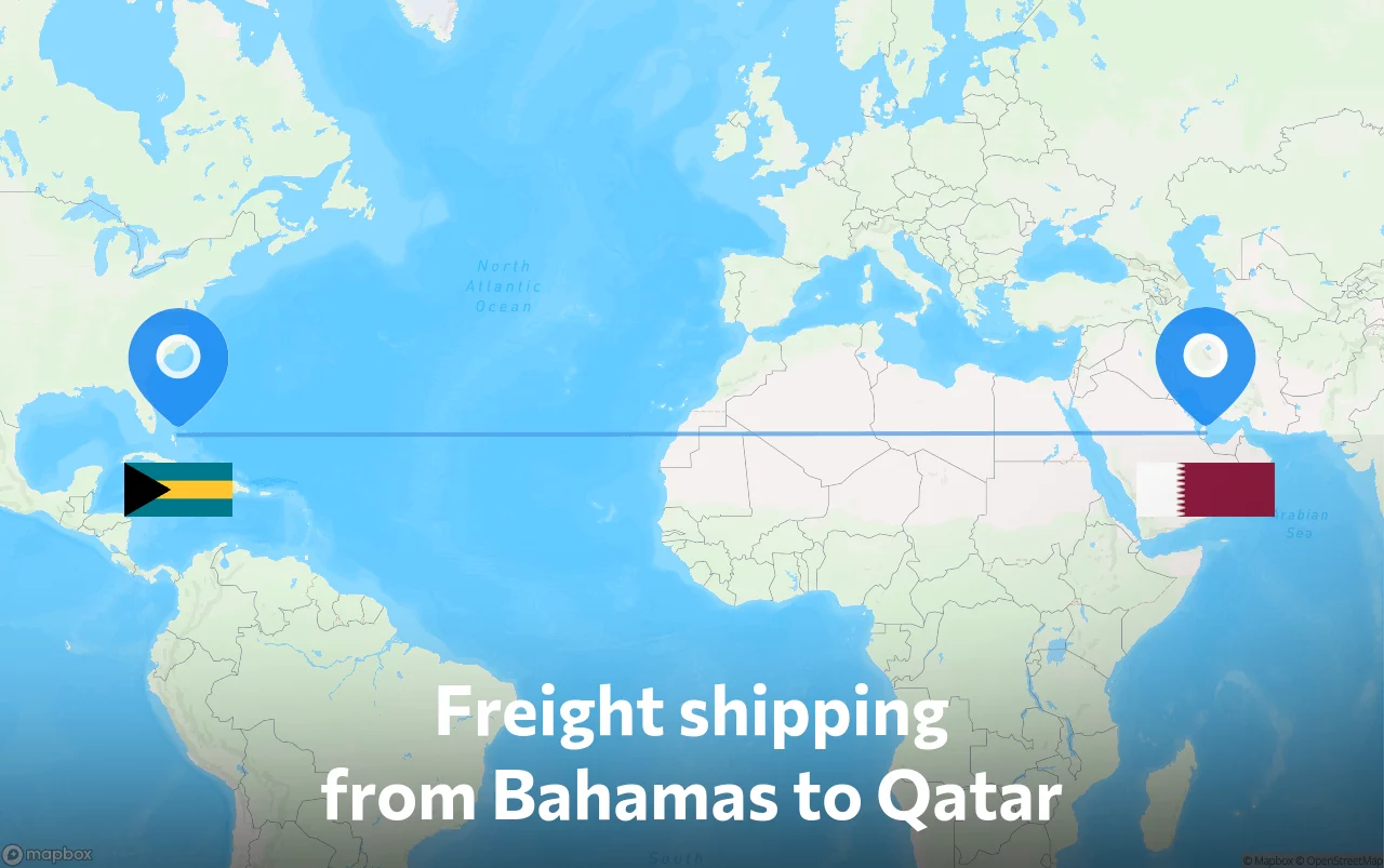 Shipping route from Bahamas to Qatar