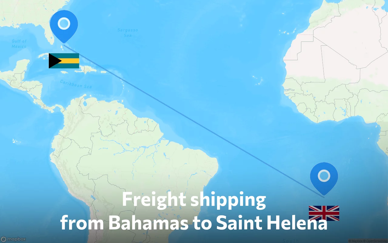 Shipping route from Bahamas to Saint Helena