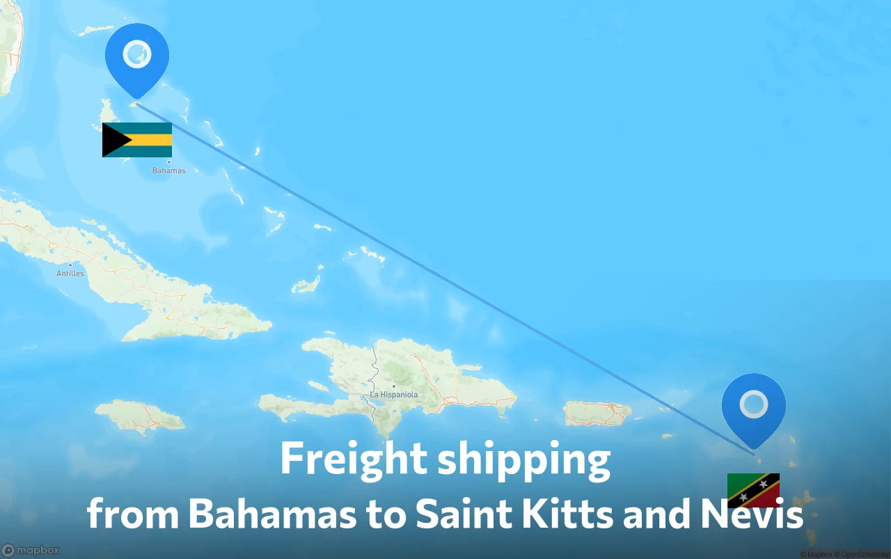 Shipping route from Bahamas to Saint Kitts and Nevis