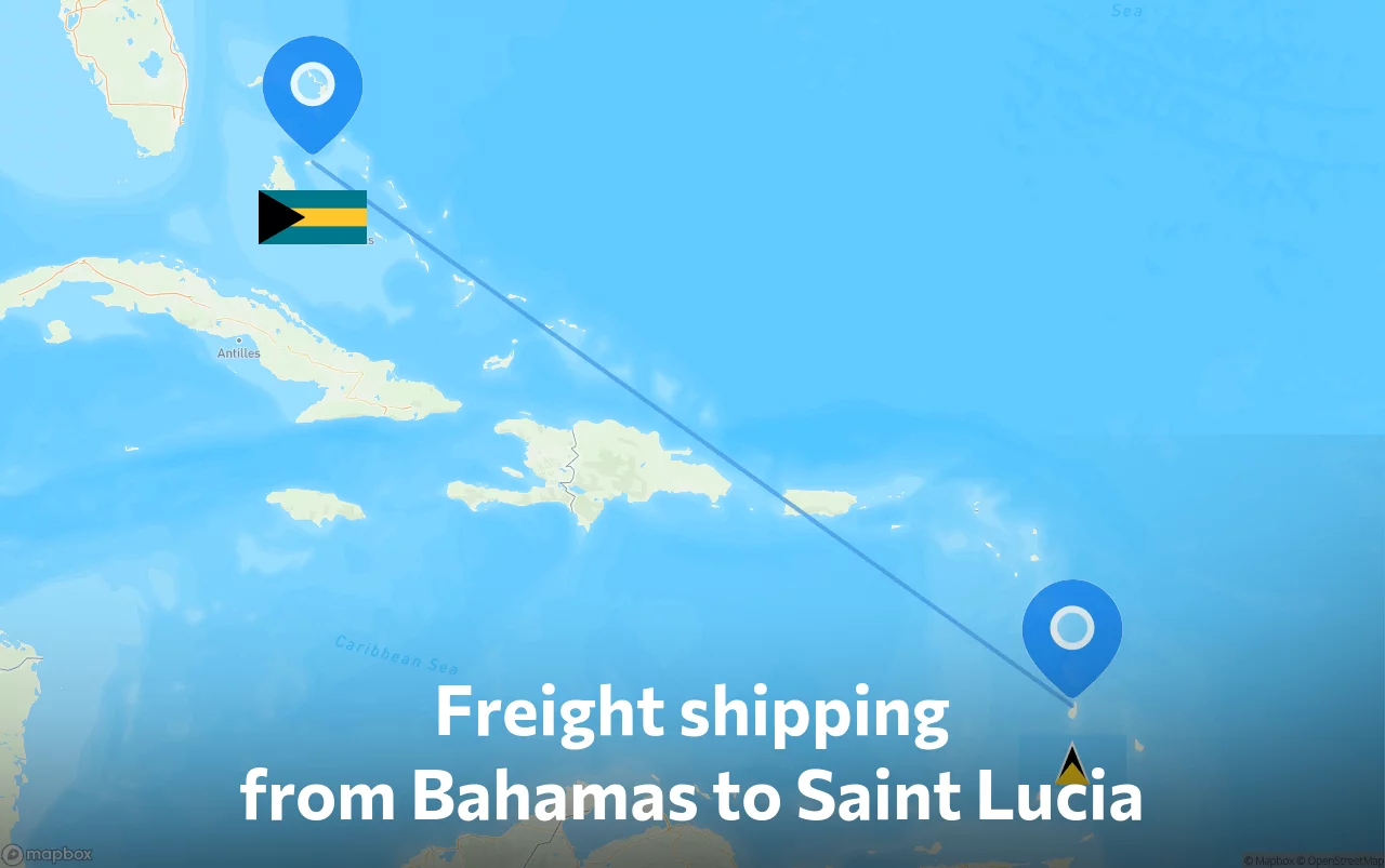Shipping route from Bahamas to Saint Lucia