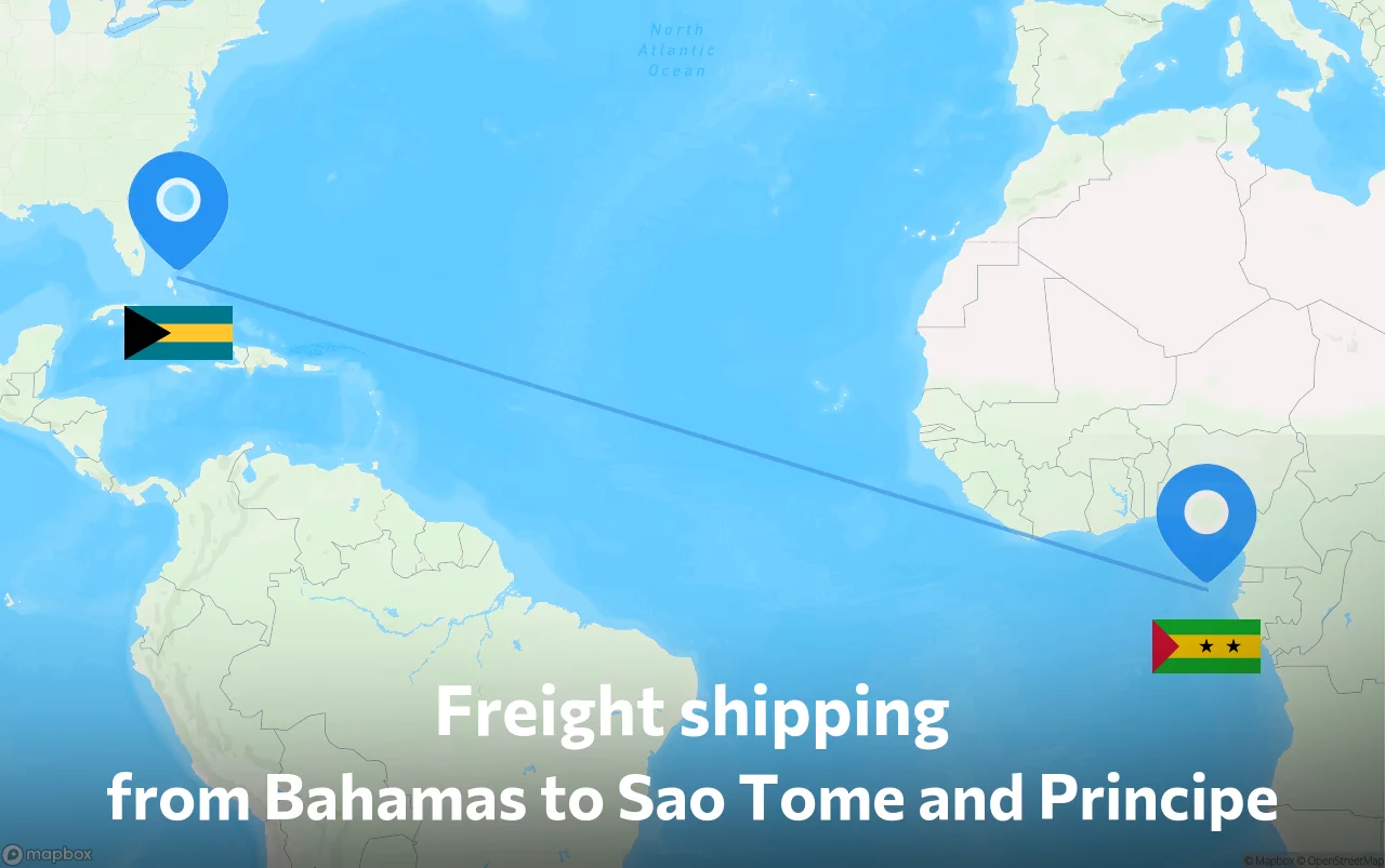 Shipping route from Bahamas to Sao Tome and Principe