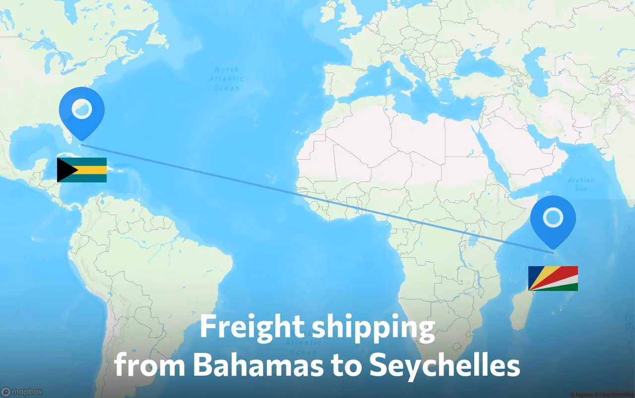 Shipping route from Bahamas to Seychelles