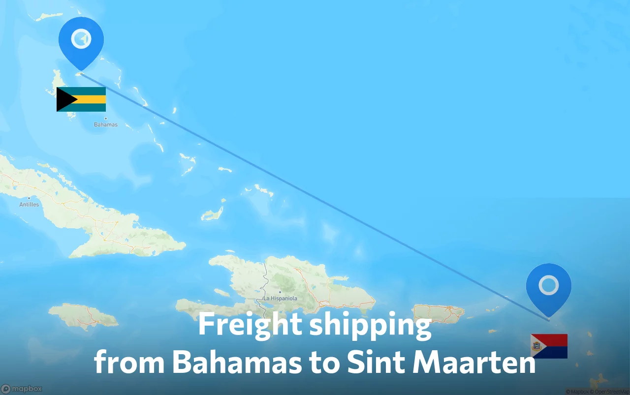 Shipping route from Bahamas to Sint Maarten