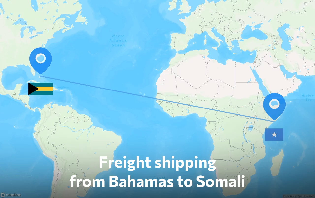 Shipping route from Bahamas to Somali