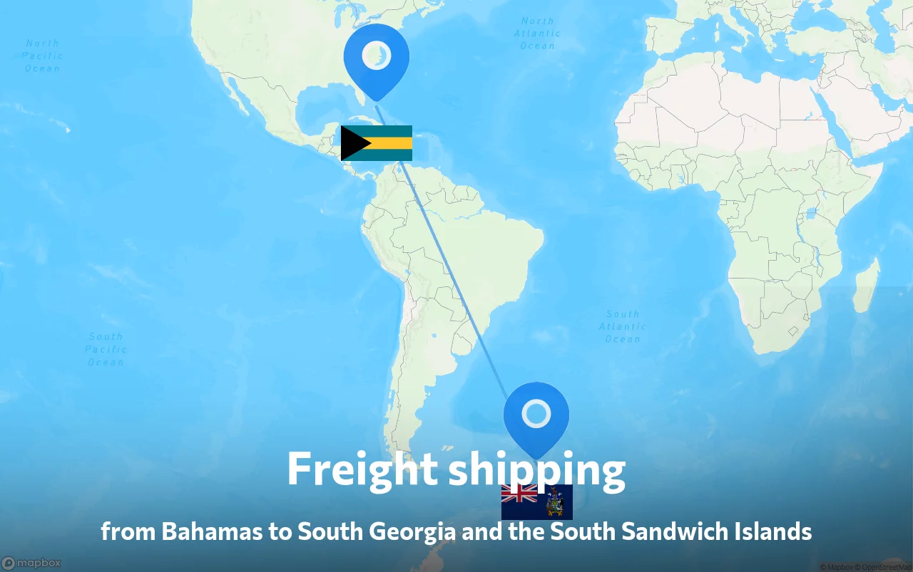 Shipping route from Bahamas to South Georgia and the South Sandwich Islands