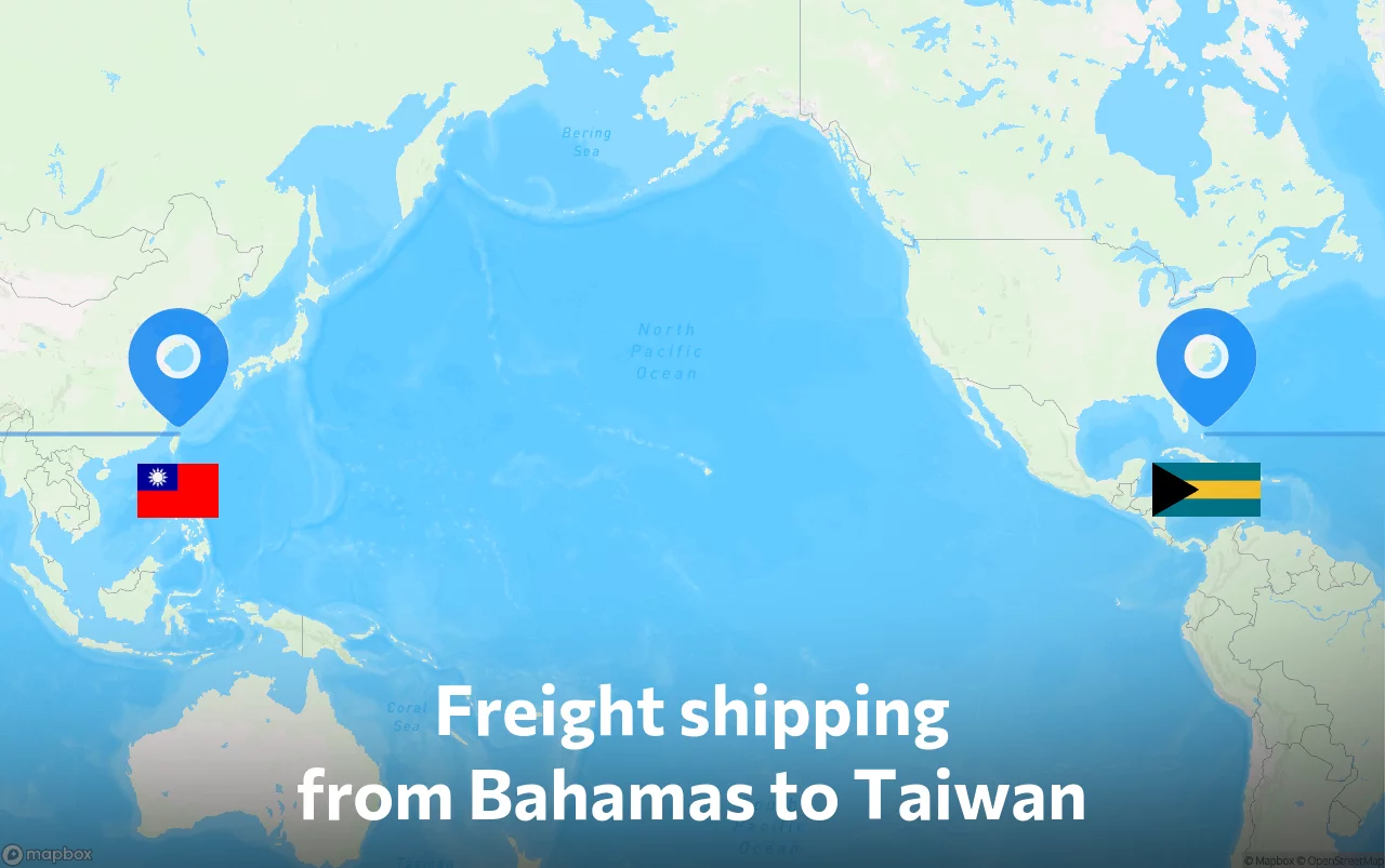 Shipping route from Bahamas to Taiwan