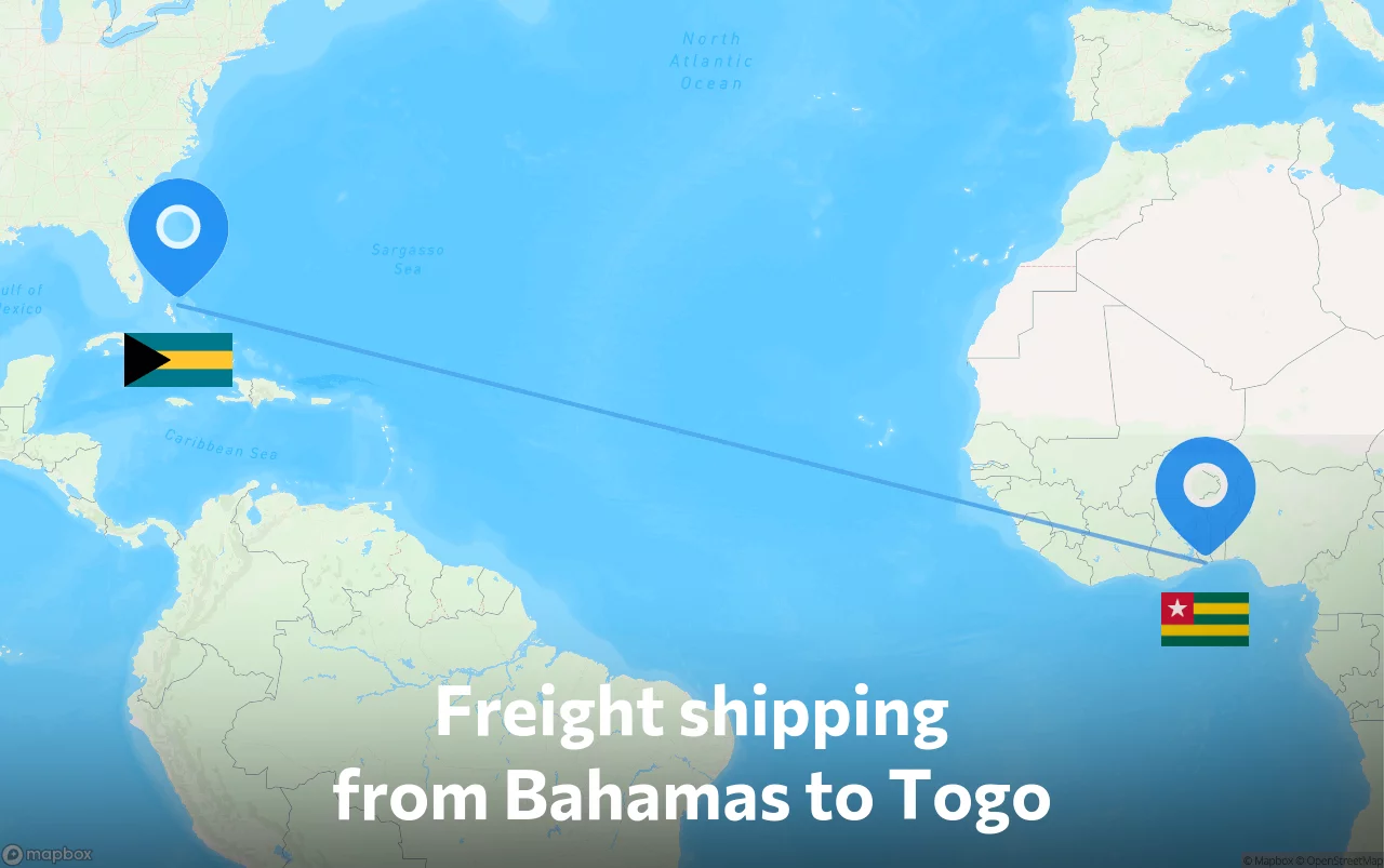 Shipping route from Bahamas to Togo