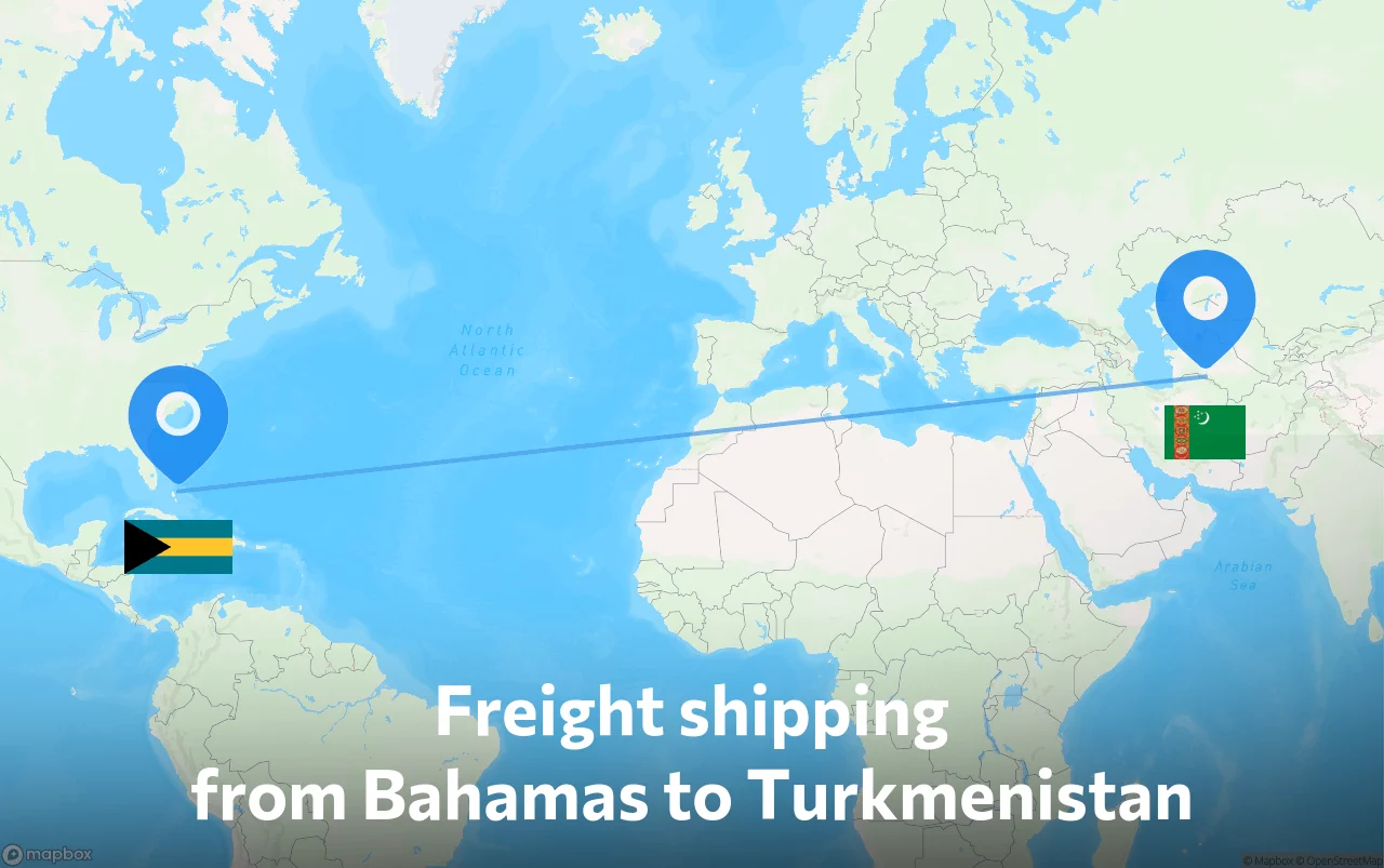 Shipping route from Bahamas to Turkmenistan