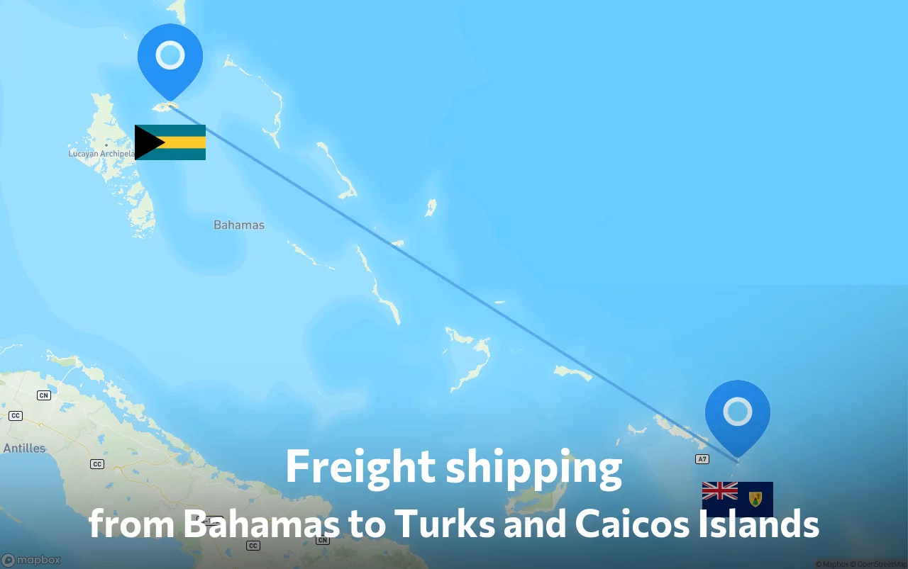 Shipping route from Bahamas to Turks and Caicos Islands