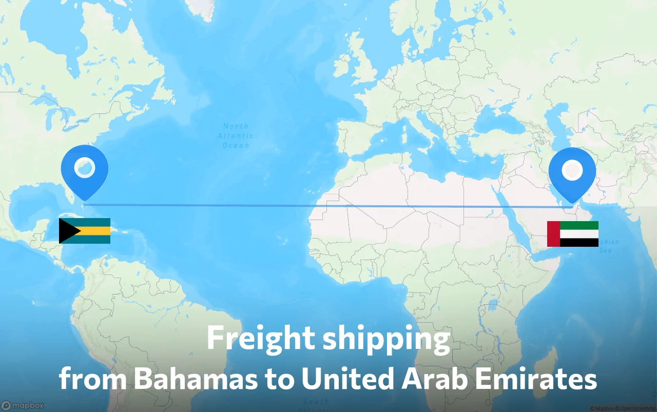 Shipping route from Bahamas to United Arab Emirates