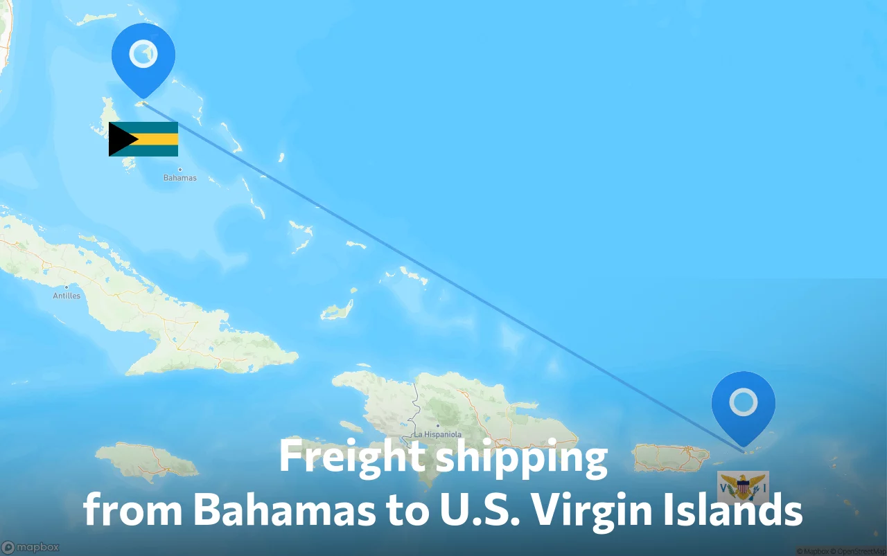 Shipping route from Bahamas to U.S. Virgin Islands