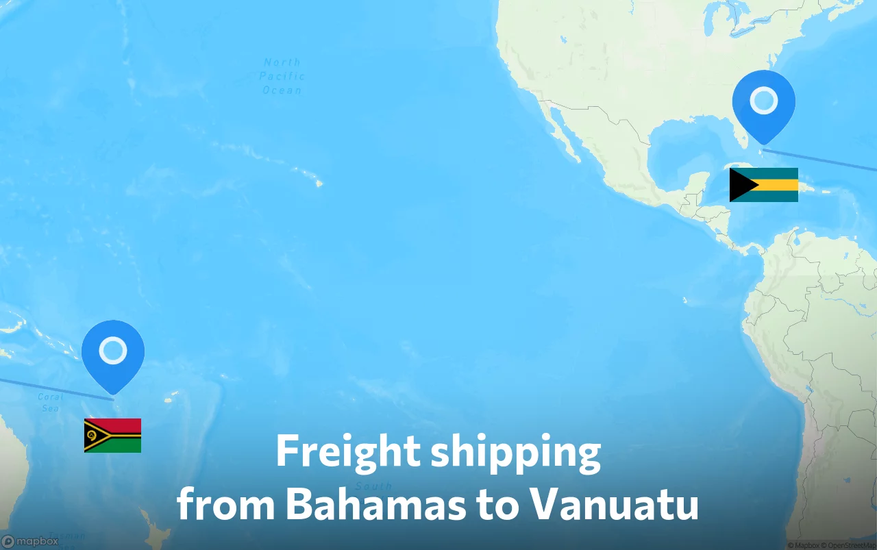 Shipping route from Bahamas to Vanuatu