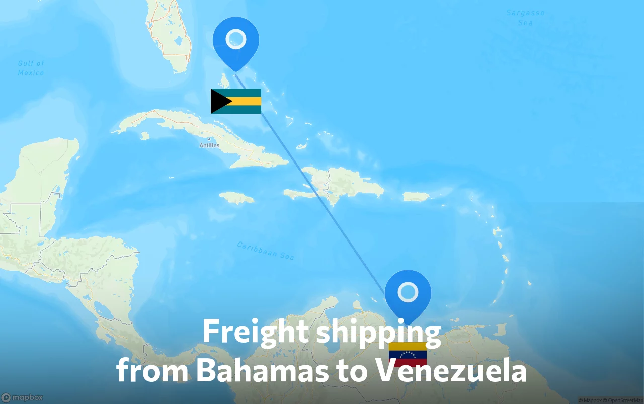Shipping route from Bahamas to Venezuela