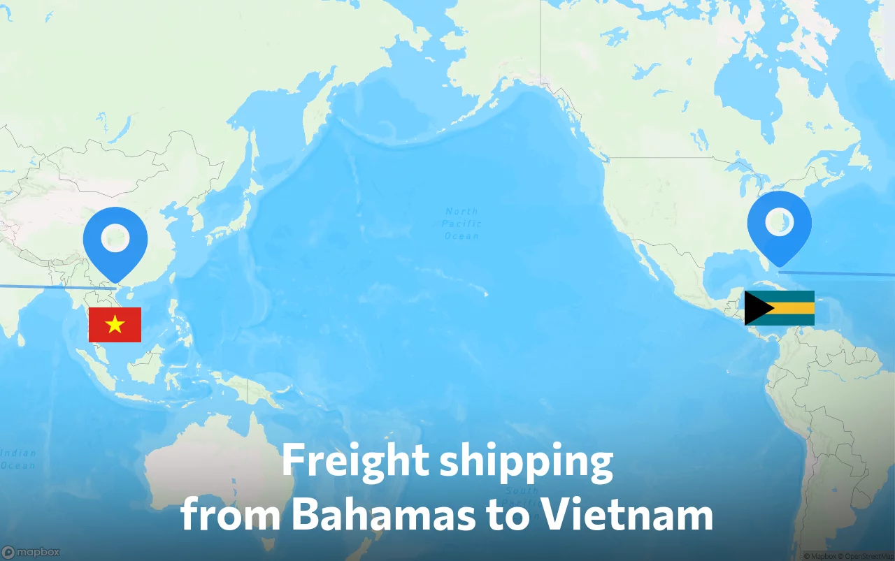 Shipping route from Bahamas to Vietnam