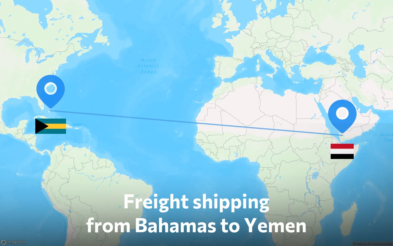 Shipping route from Bahamas to Yemen