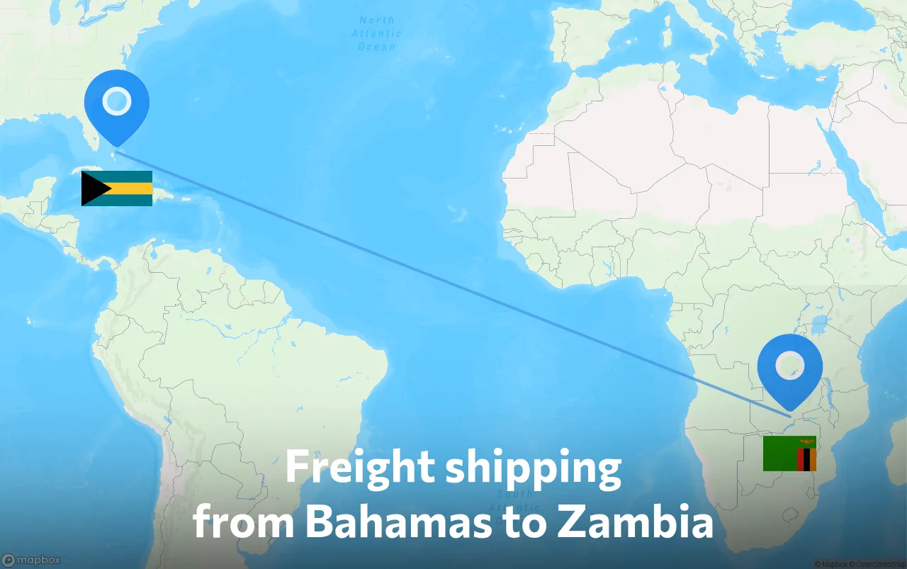 Shipping route from Bahamas to Zambia