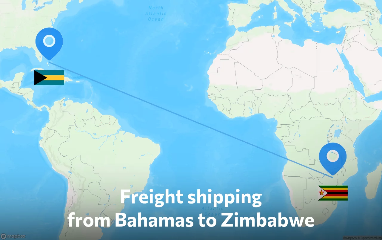 Shipping route from Bahamas to Zimbabwe