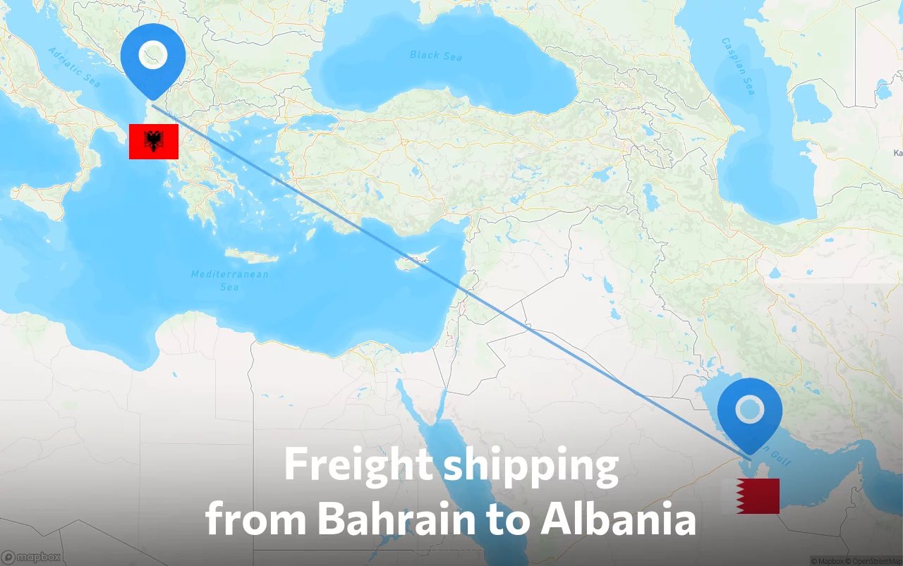 Shipping route from Bahrain to Albania