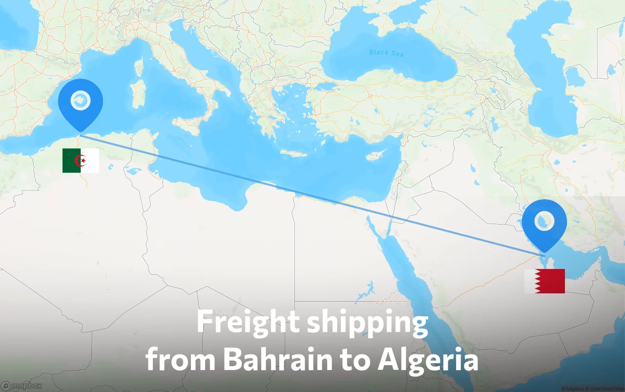 Shipping route from Bahrain to Algeria
