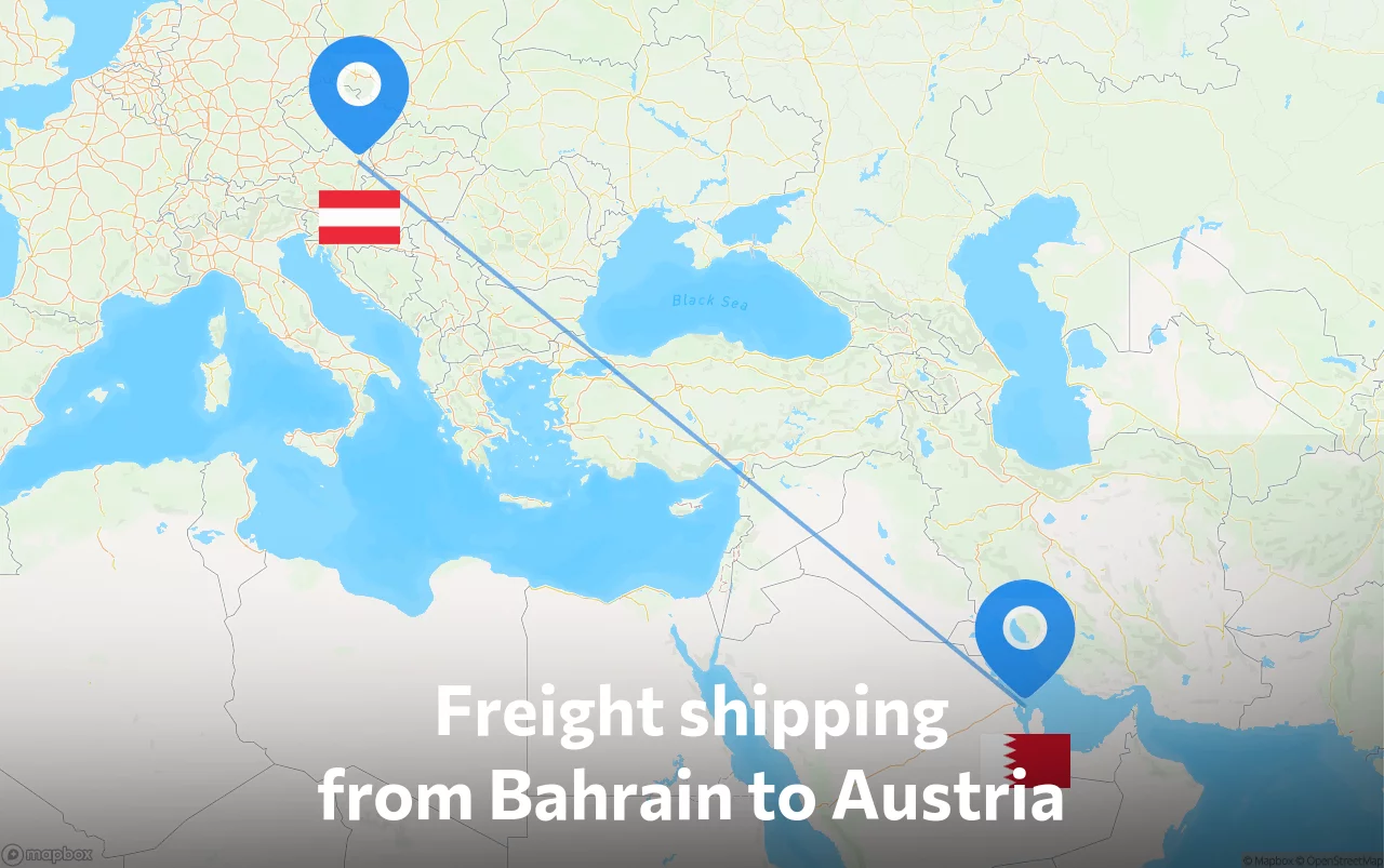 Shipping route from Bahrain to Austria