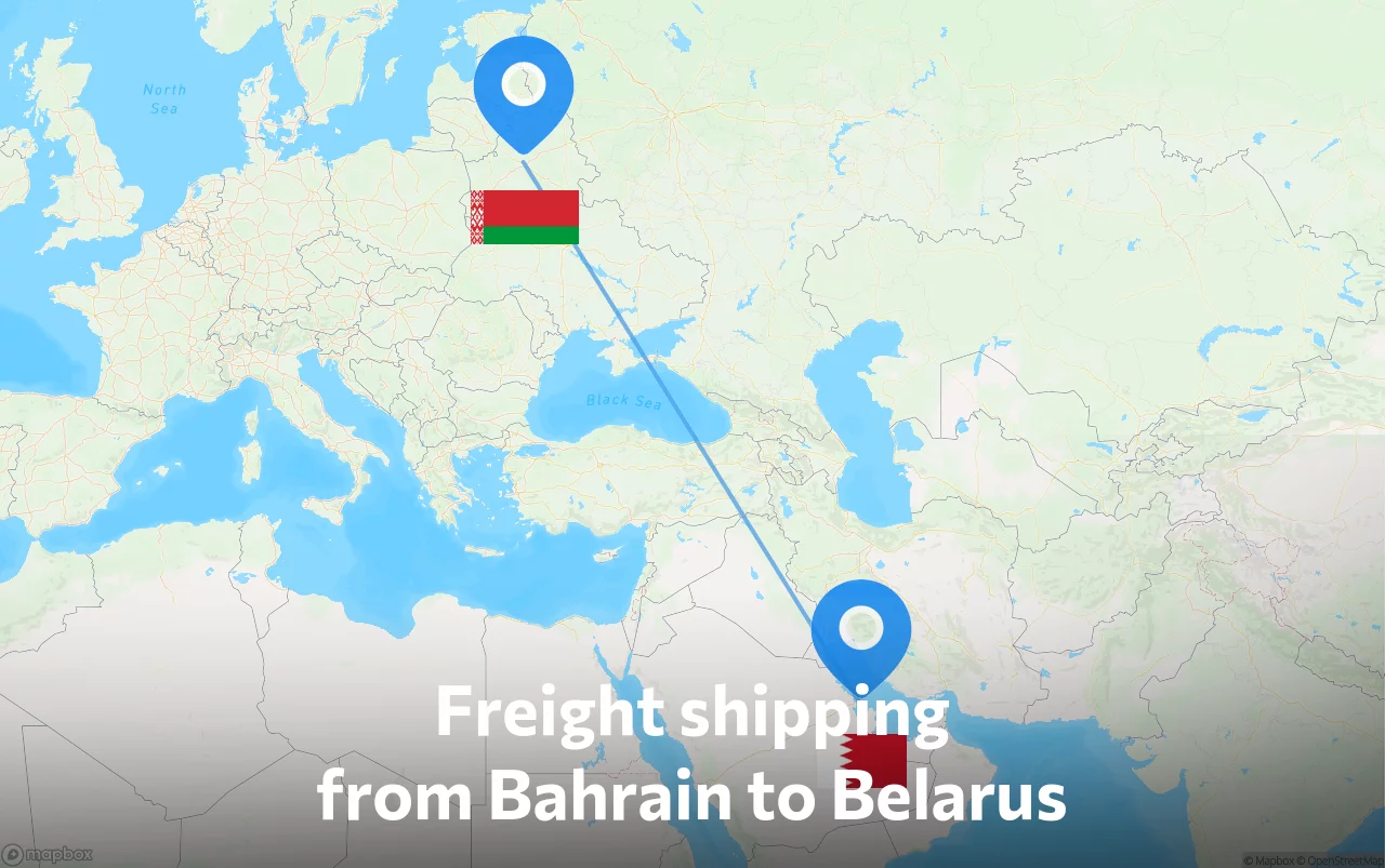 Shipping route from Bahrain to Belarus