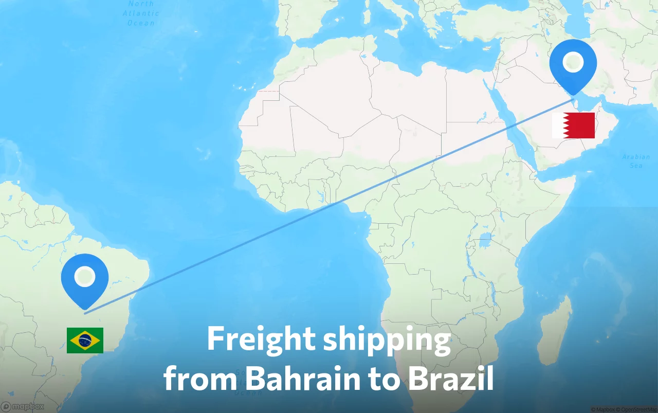 Shipping route from Bahrain to Brazil