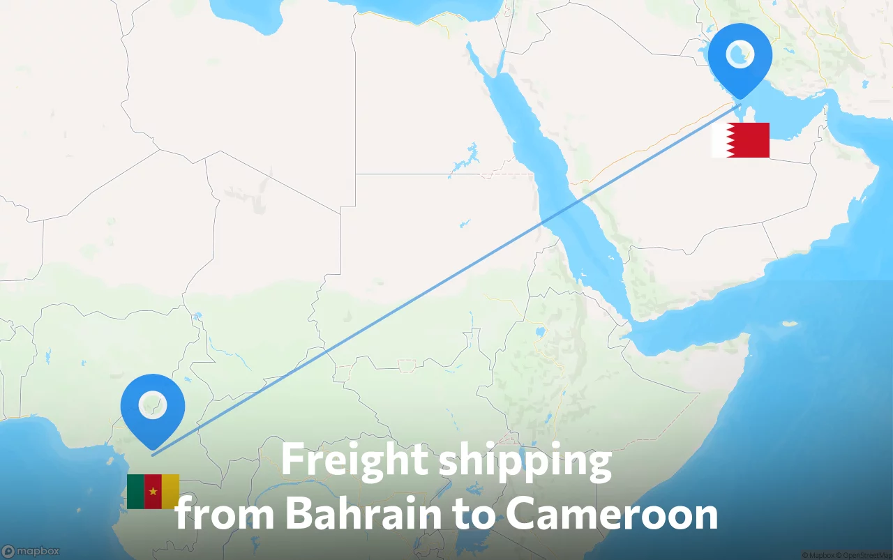 Shipping route from Bahrain to Cameroon