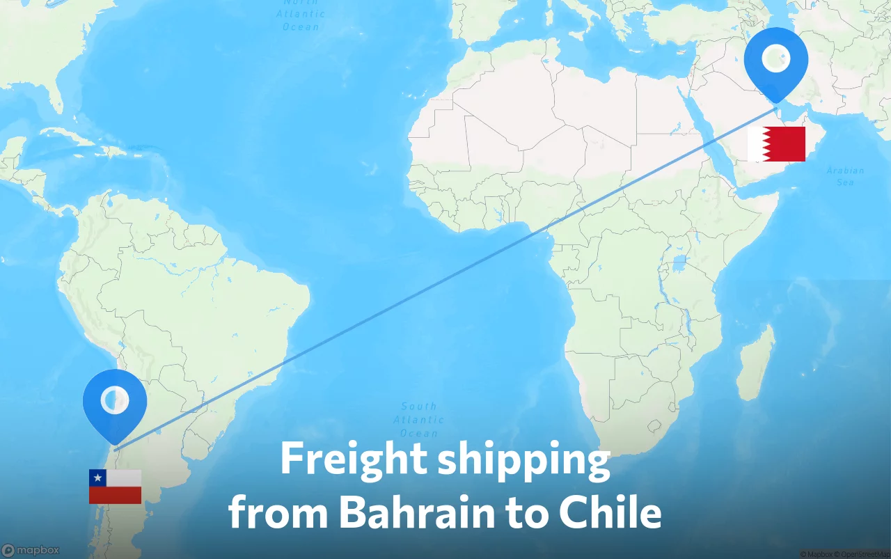 Shipping route from Bahrain to Chile